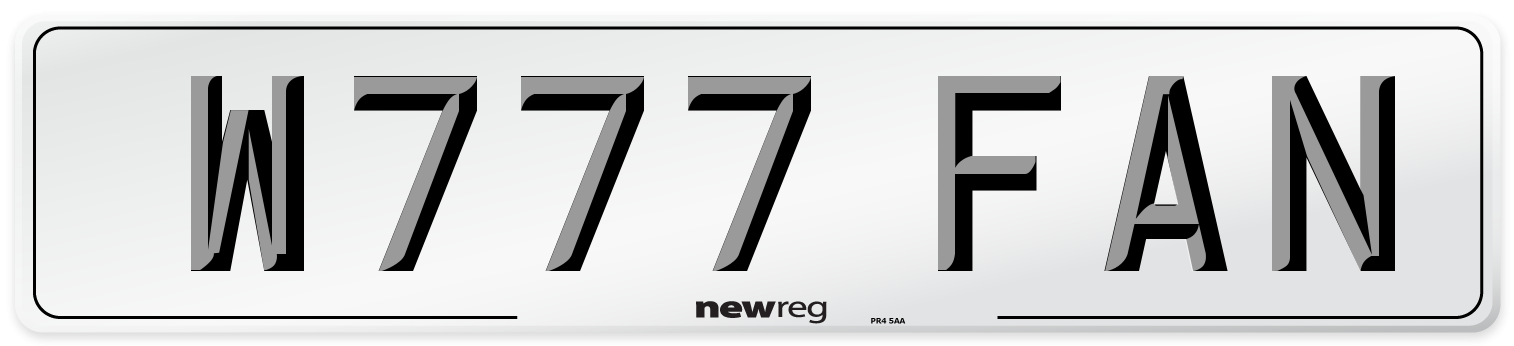 W777 FAN Number Plate from New Reg